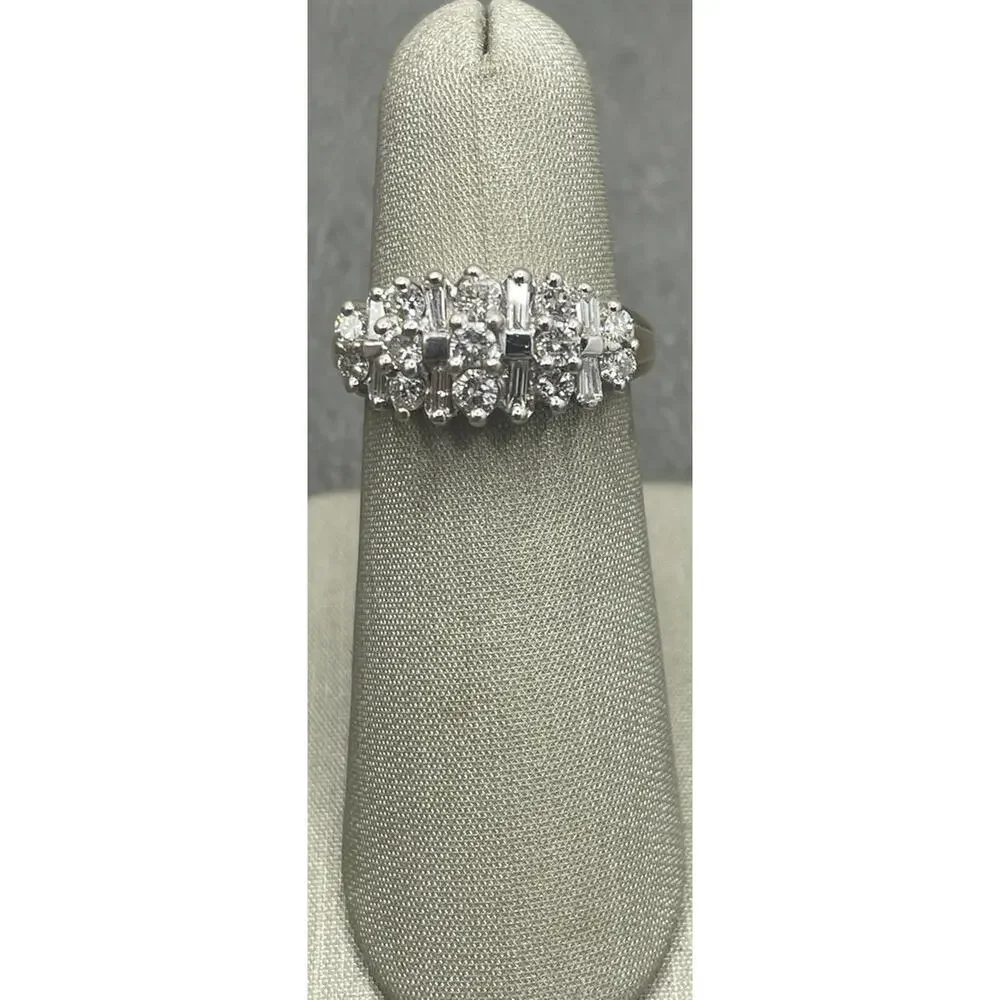 10K Two-tone Baguette & Round Diamonds Arch Ring (21927)